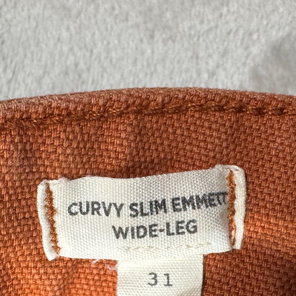 Madewell Curvy Slim Emmet Wide Leg Crop Nutmeg Burnt Orange Pants Size 31 - Picture 15 of 16